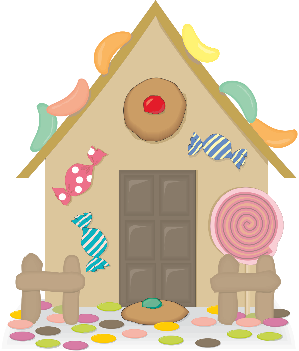 Candy House with Sweet Treats on Roof Clipart