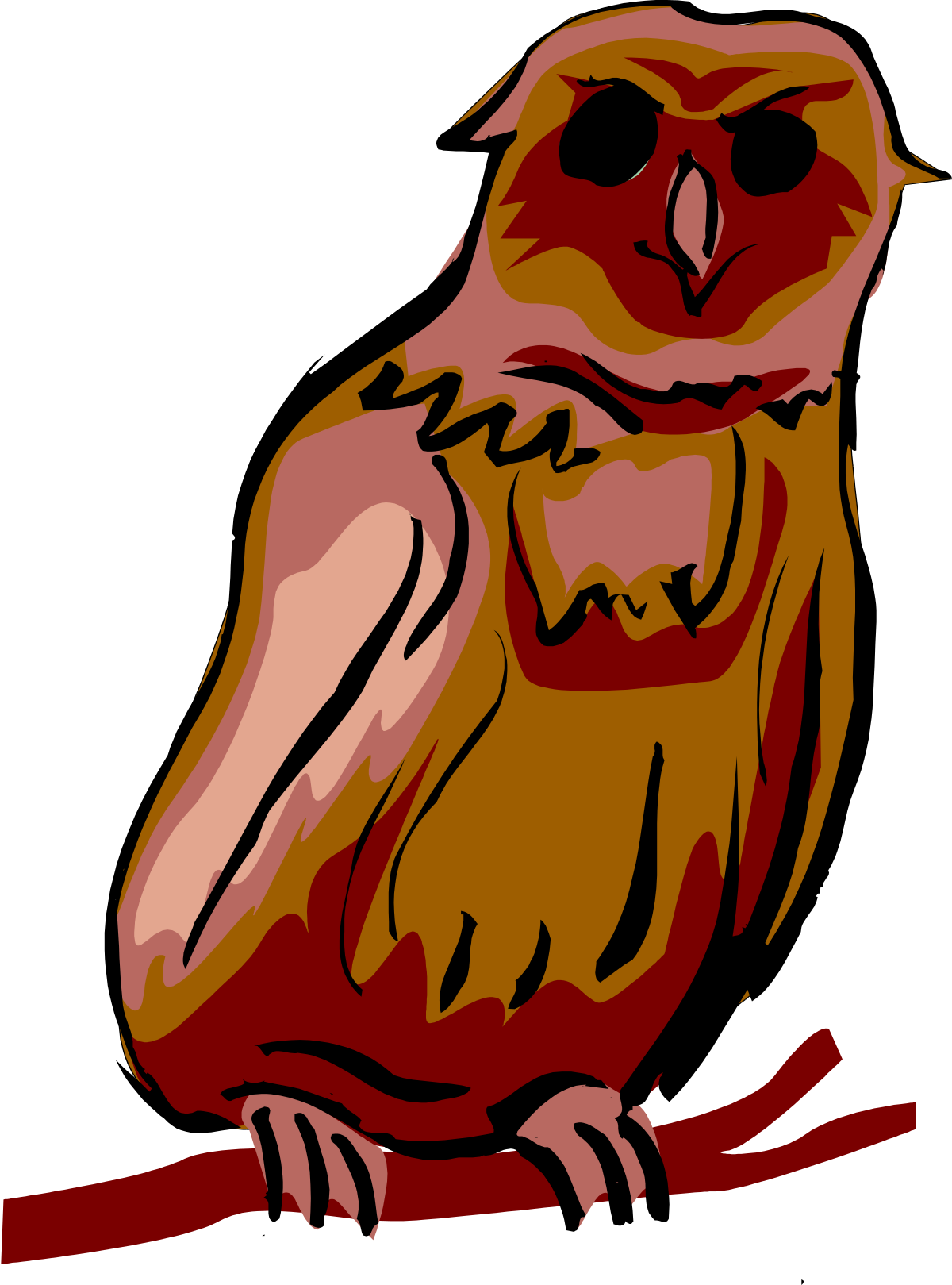 Brown and Red Owl Sitting on a Branch - Stunning Clipart