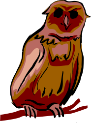 Brown and Red Owl Sitting on a Branch - Stunning Clipart
