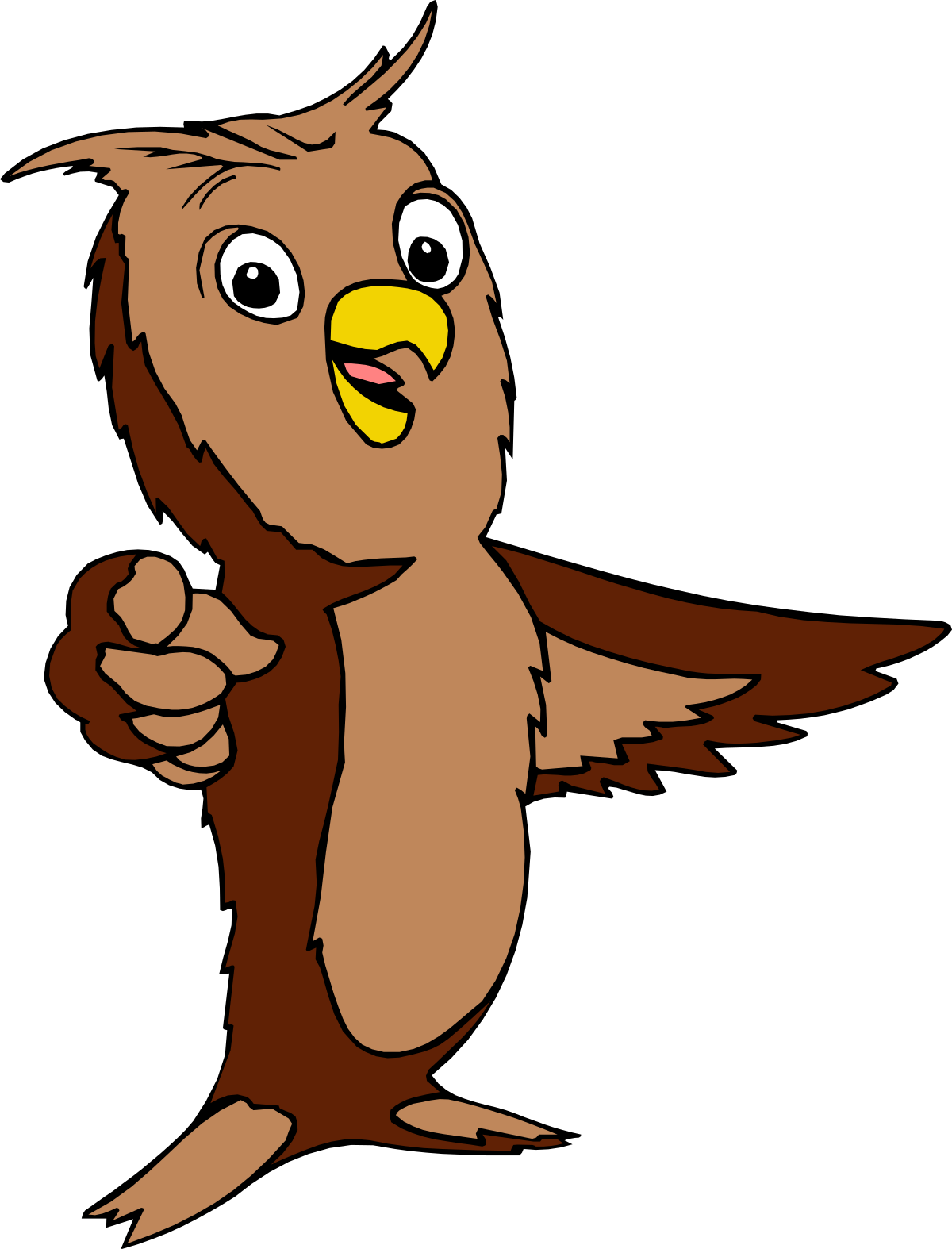 Owl Clipart: Brown Feathers and Yellow Beak Illustration