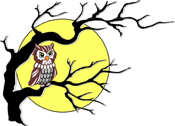 Owl on Branch in Front of Full Moon - Enchanting Clipart for Your Projects