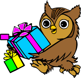 Owl Holding a Gift Box with Bow - Perfect Holiday Clipart