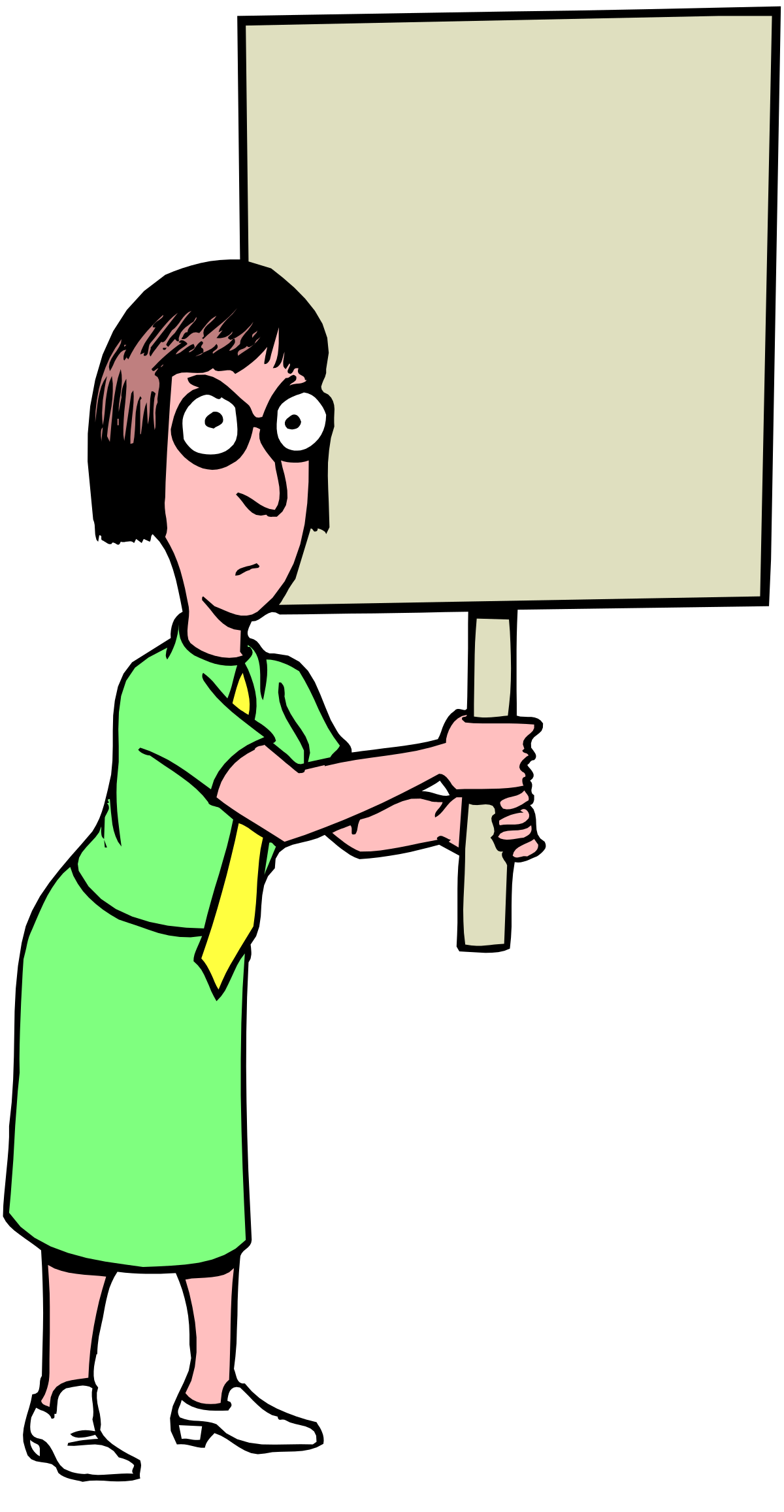 a woman holding a sign with a blank paper clip art png transparent Frames and Borders Clipart: Woman Holding a Blank Sign