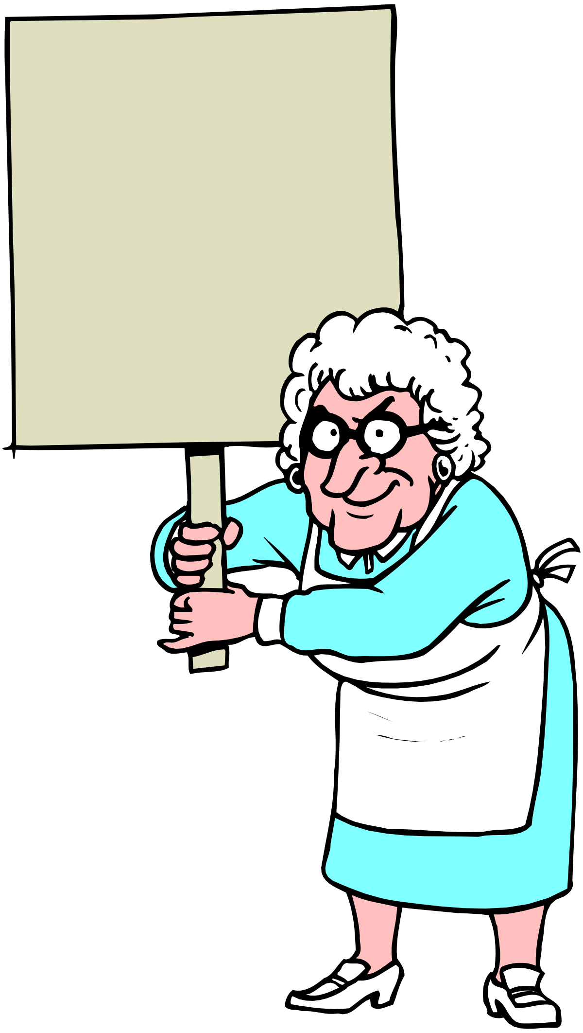 an old woman holding a sign clip art png transparent Old Woman Holding a Sign Clipart - Vintage Borders & Frames