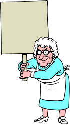 Old Woman Holding a Sign Clipart - Vintage Borders & Frames