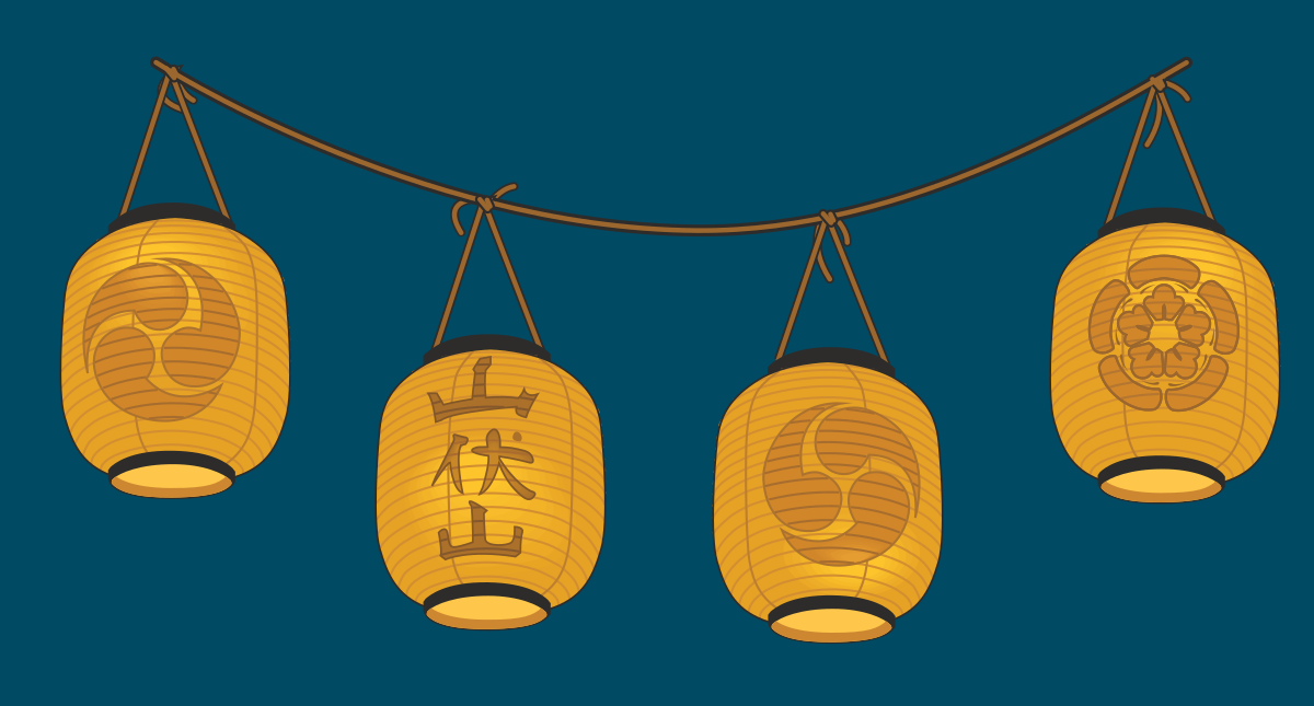 Chinese Lanterns Hanging on a String - Festive Clipart Collection