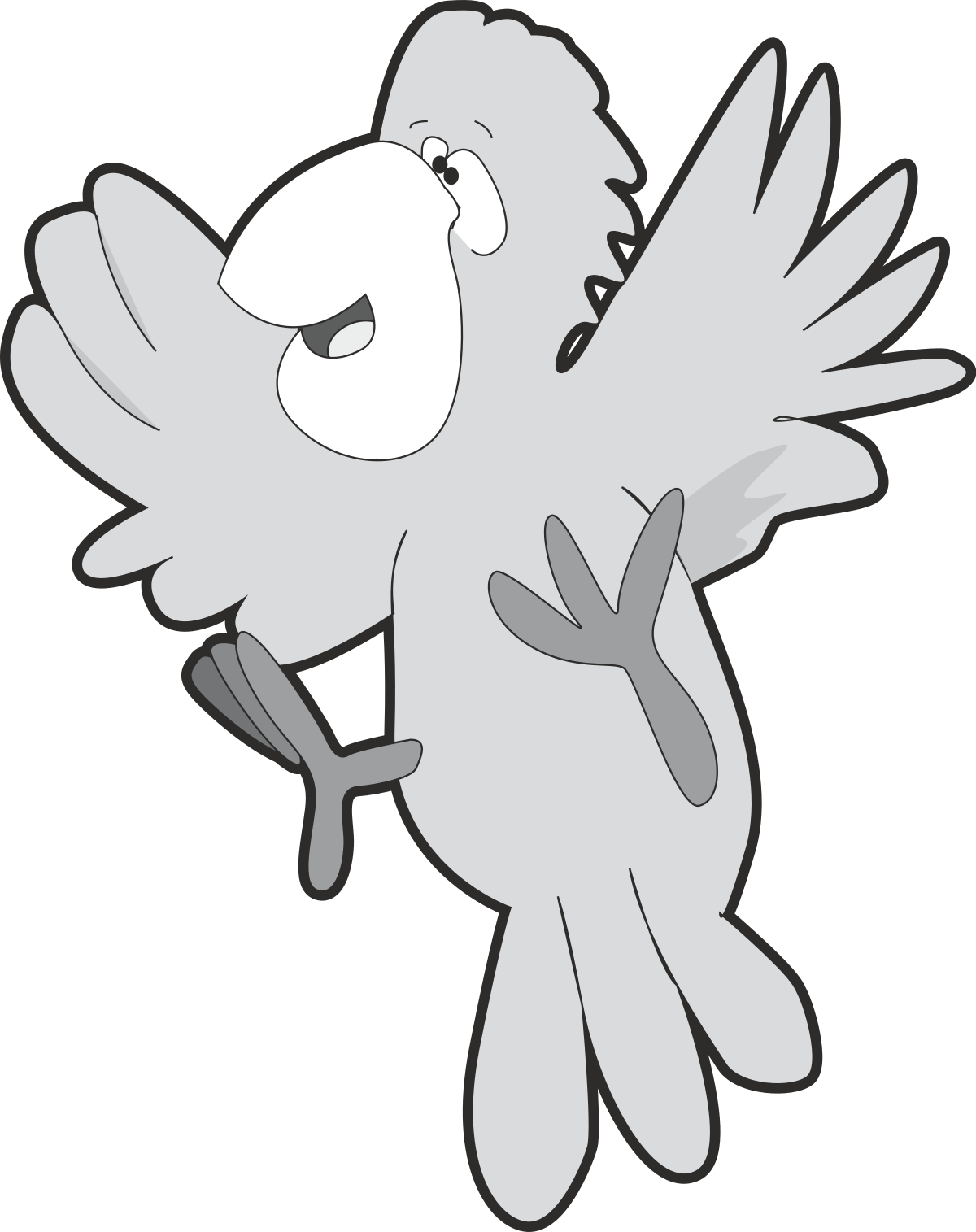 Cartoon Bird Flying with Wings Spread - Whimsical Clipart Collection