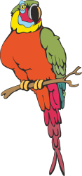Colorful Parrot Sitting on a Branch - Vibrant Clipart for Your Projects