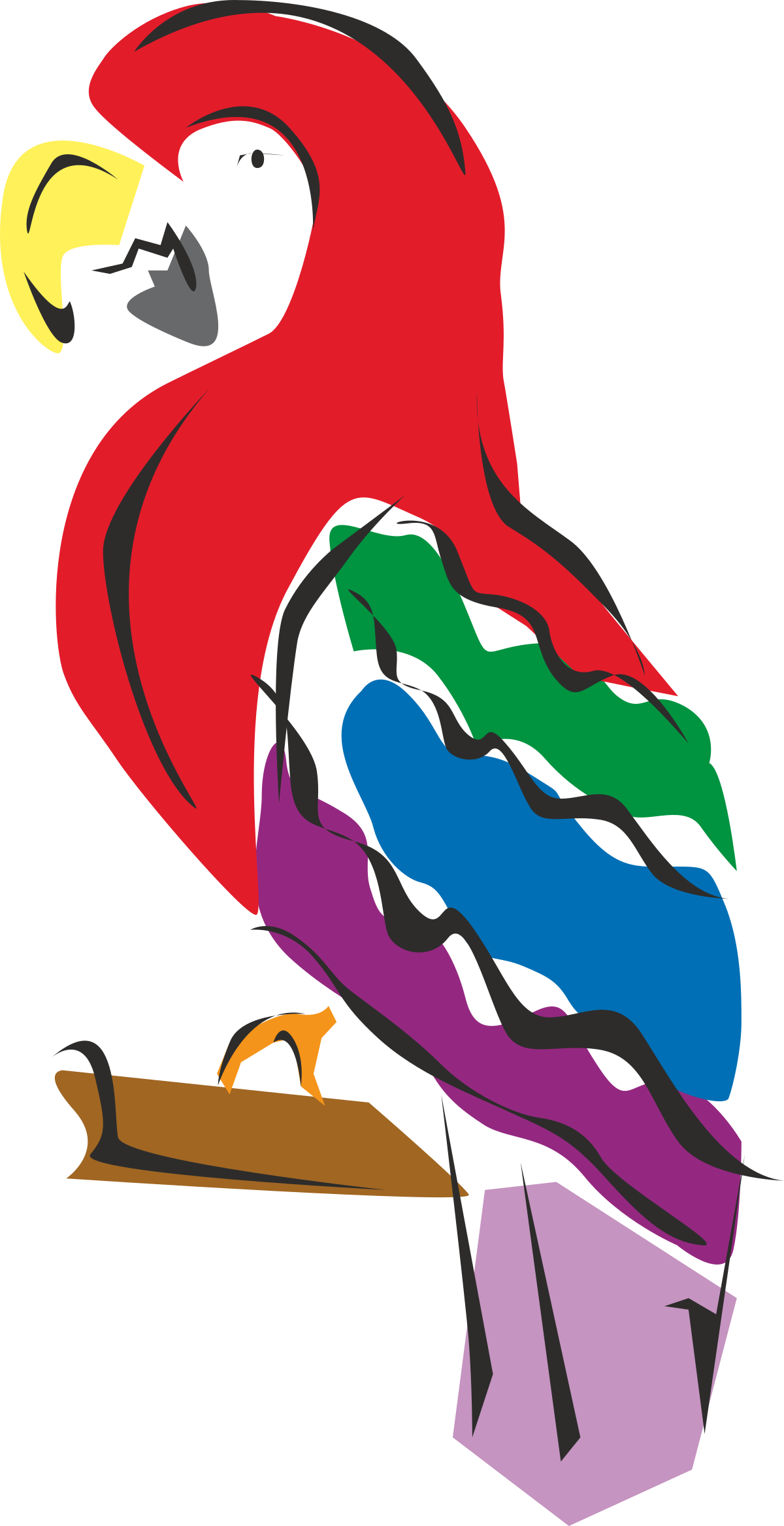 Colorful Bird Sitting on a Branch Clipart - Vibrant Nature Illustration