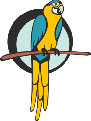 Yellow and Blue Parrot on a Branch  Vibrant Clipart for Nature Lovers