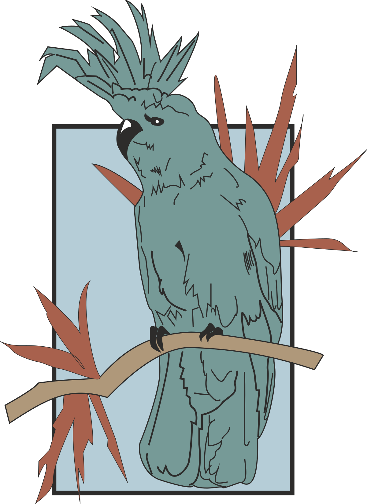 Bird on Branch with Leaves Clipart: Perfect Nature Illustration