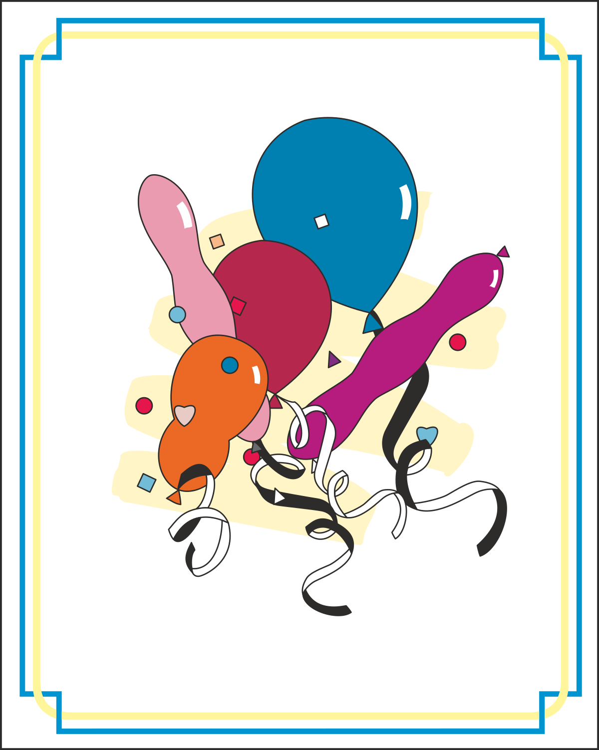 Balloons Borders for Holiday Party Clipart - Festive 3G Graphics