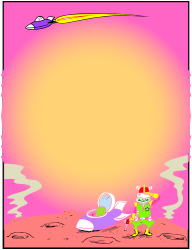 Cartoon Character with Spaceship - Fun and Colorful Clipart