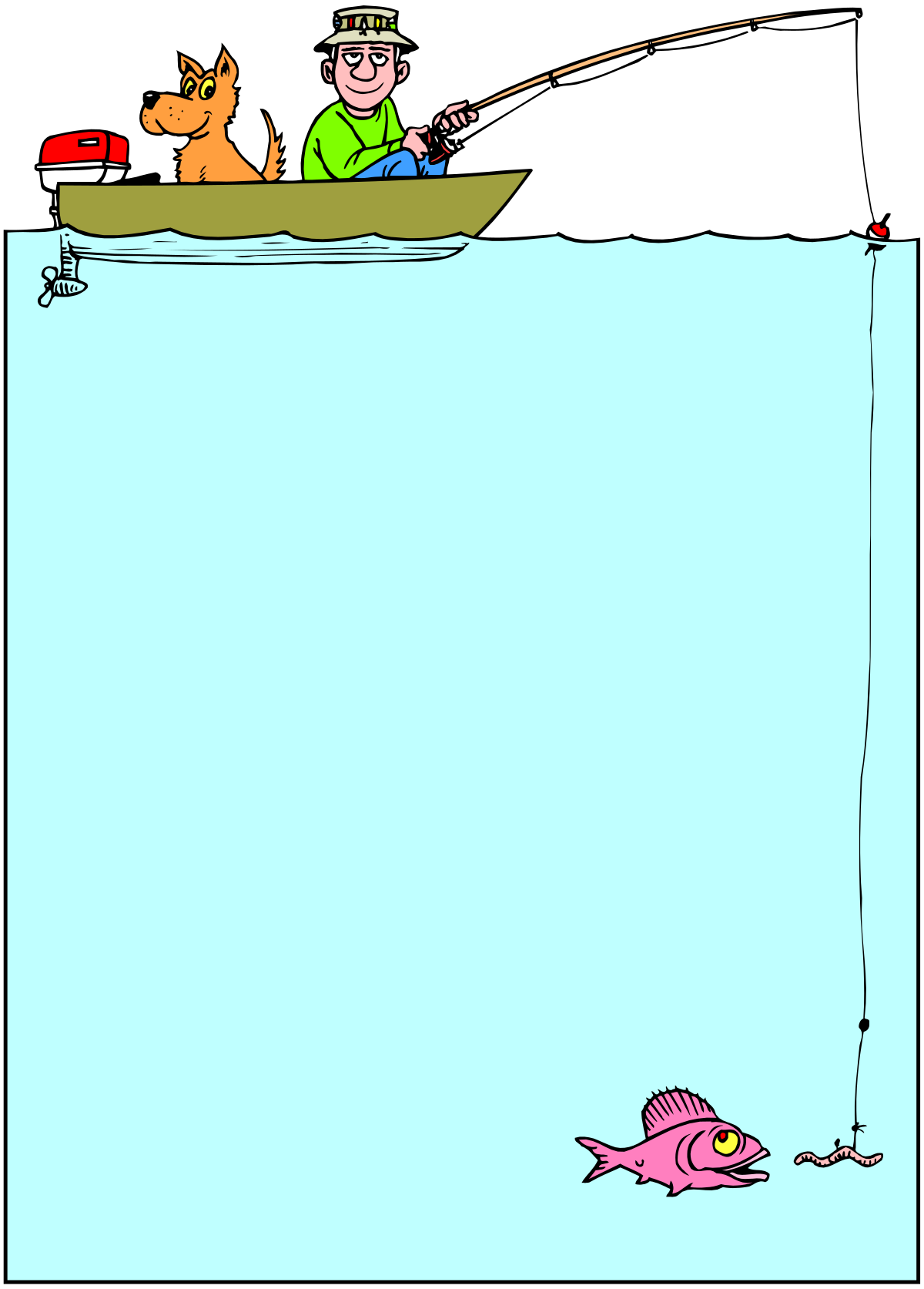 Borders and Frames: Charming Clipart of a Man in a Boat with a Dog