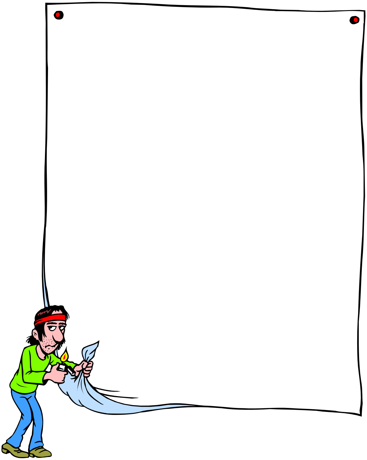 Borders and Frames Clipart: A Man Holding a Large Sheet of Paper