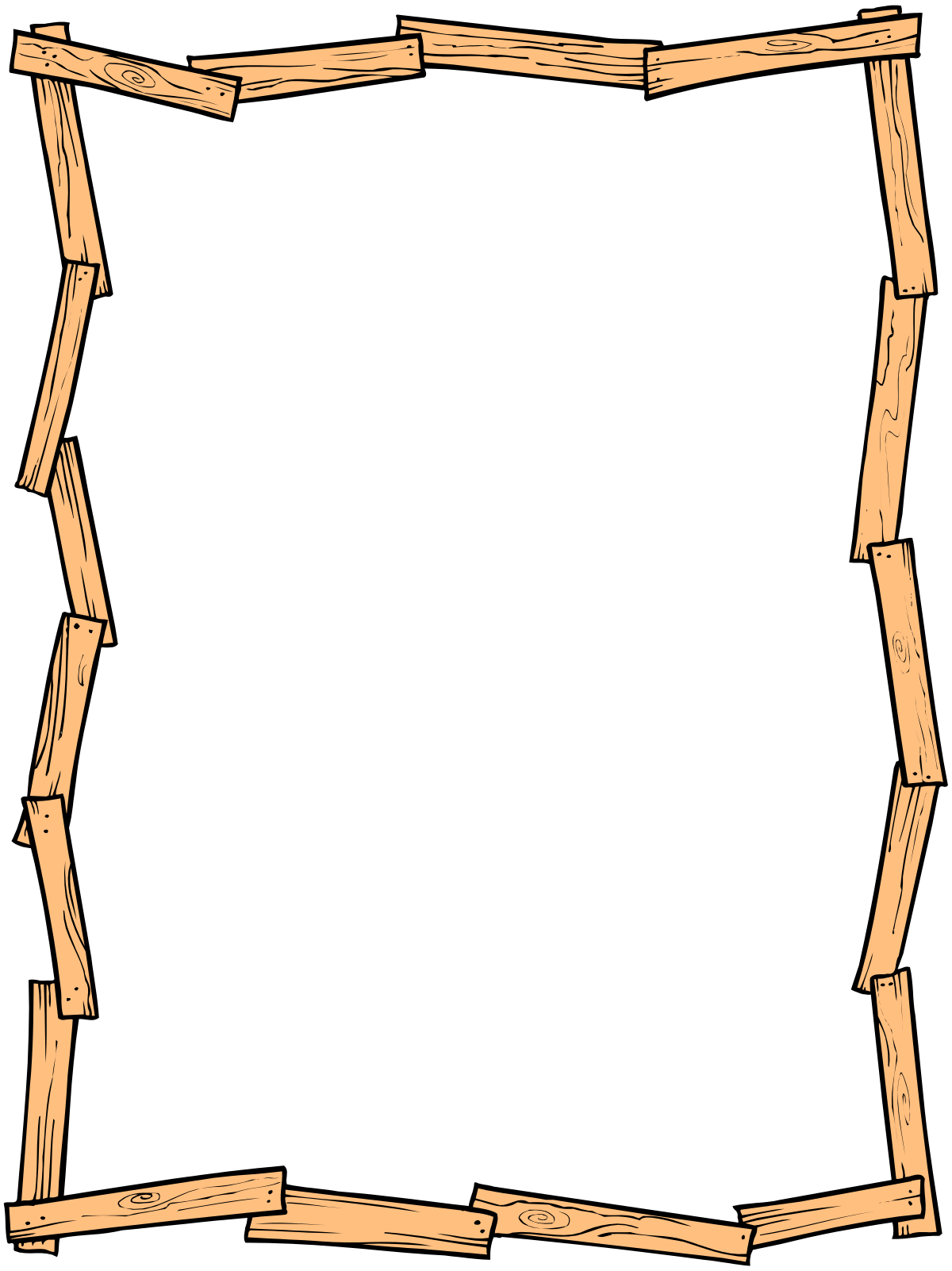 Borders and Frames Clipart: Blank Paper with Wooden Planks Design