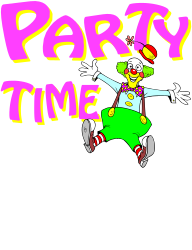Party Time Sign Clipart - Cartoon Character with Fun Borders and Frames