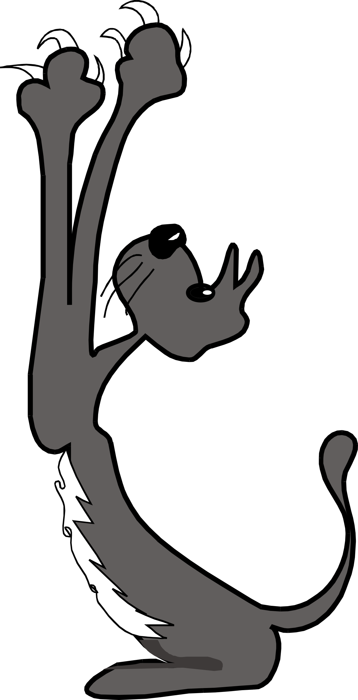 Black and White Cat with Paws Up - Playful Clipart Illustration
