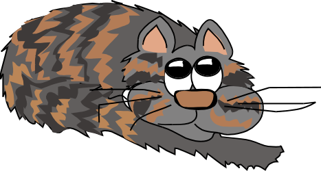 Cartoon Cat Clipart on Black Background - Playful and Fun