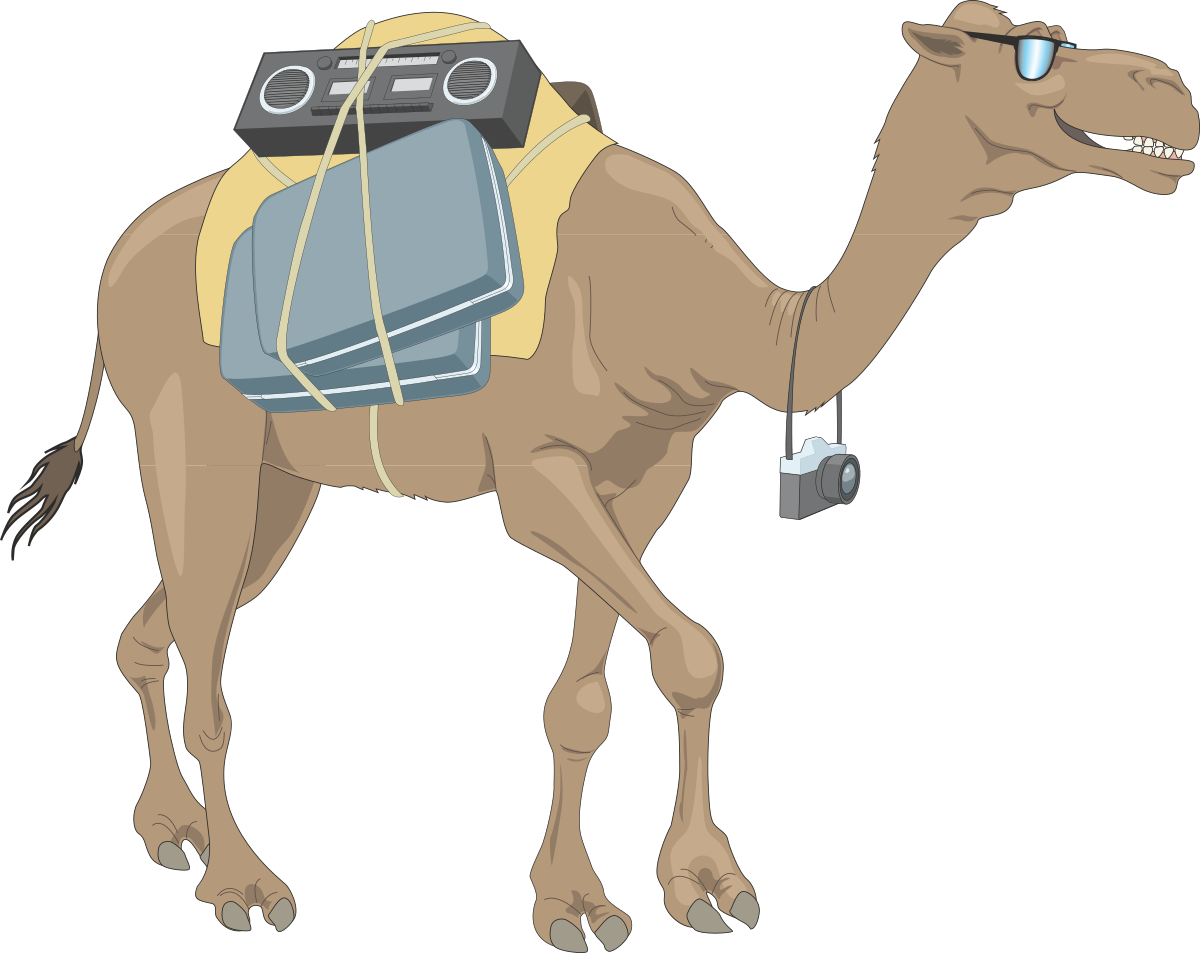 Camel Clipart with Backpack - Unique Adventure Scene