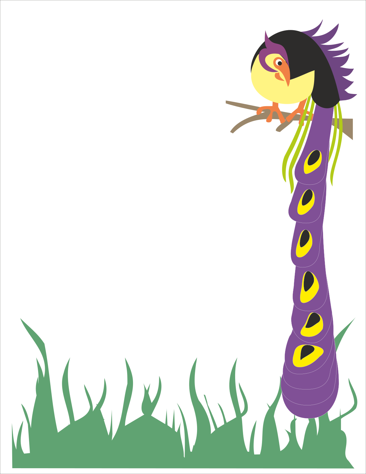 a peacock with a long tail and a long tail clip art png transparent Peacock Clipart - Stunning Animal Borders Featuring a Majestic Long-Tailed Peacock