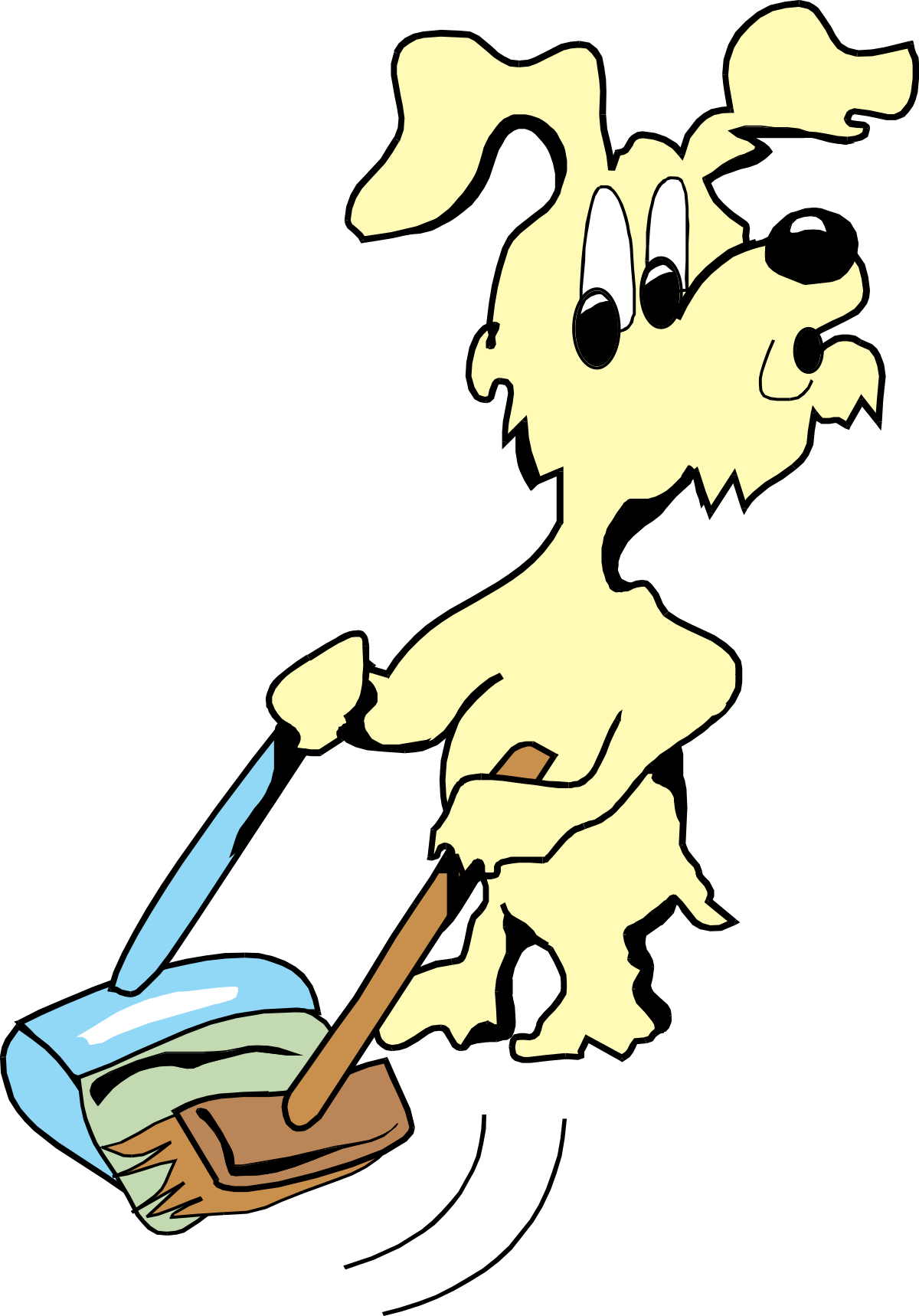 Cartoon Dog with Broom and Hat - Playful Clipart for Fun Projects
