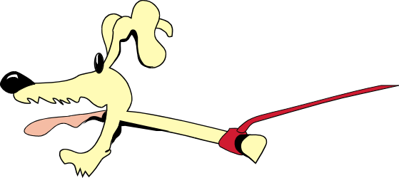 Yellow Dog with Red Leash Running Clipart - Vibrant and Playful