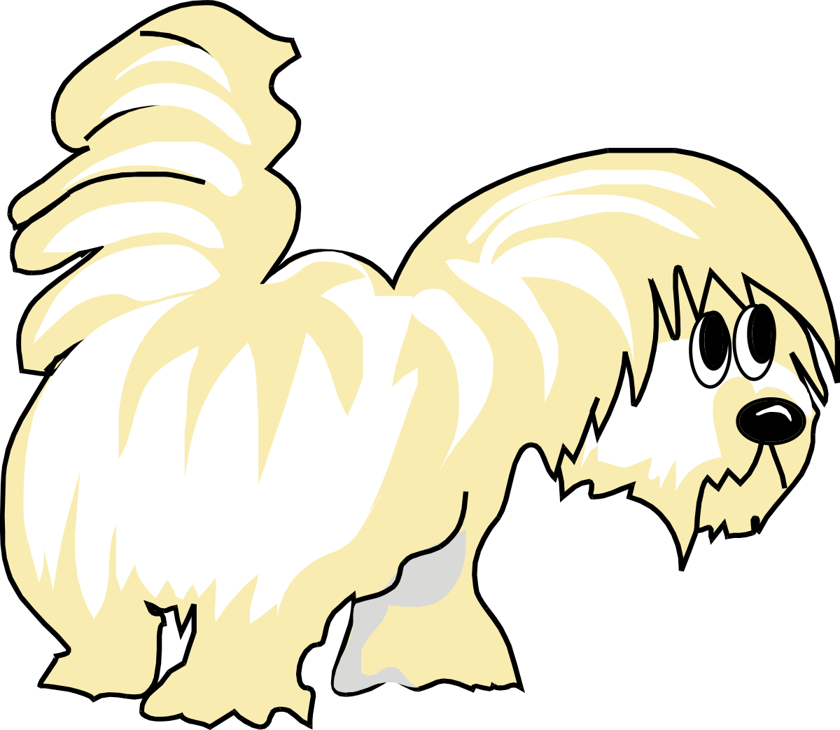 a white dog with long hair and a long tail clip art png transparent White Dog Clipart with Long Hair and Tail for Creative Projects