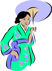 Elegant Woman in Kimono Clipart - Traditional Japanese Style