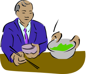 Food Preparation by Businessman in Suit Clipart