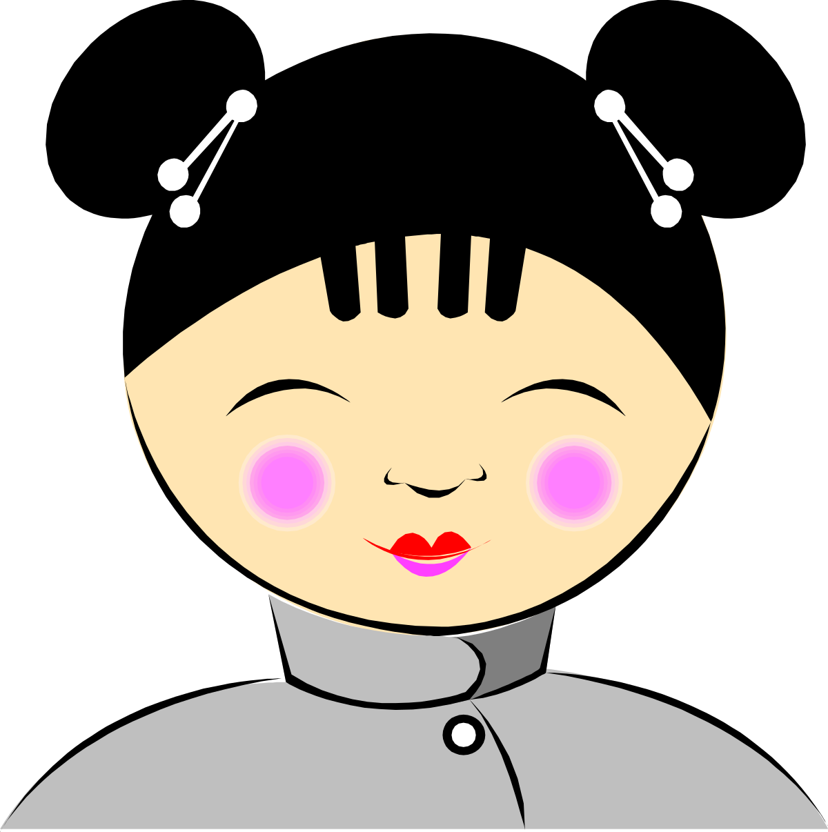 Woman with Pink Eyes and Gray Shirt Clipart - Unique Character Illustrations