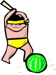 Cartoon Character Playing with Green Ball Clipart