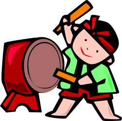 Cartoon Character Playing Drum - Lively Clipart for Your Projects