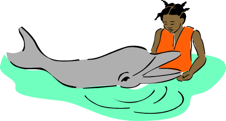 Dolphin Clipart: A Man Relaxing on a Blanket with a Playful Dolphin