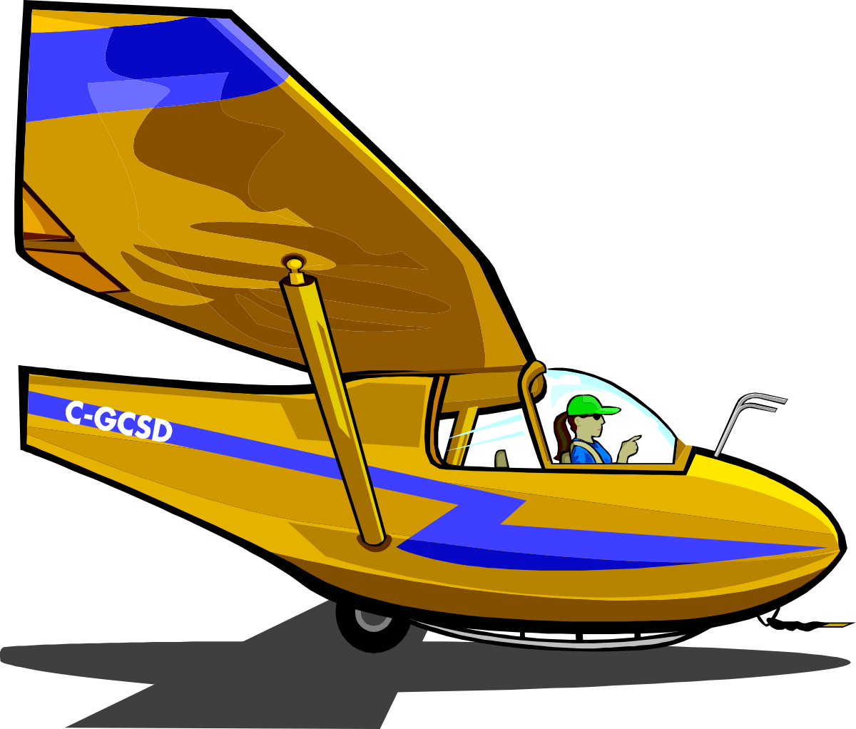 Small Yellow Airplane with Blue Stripe Clipart
