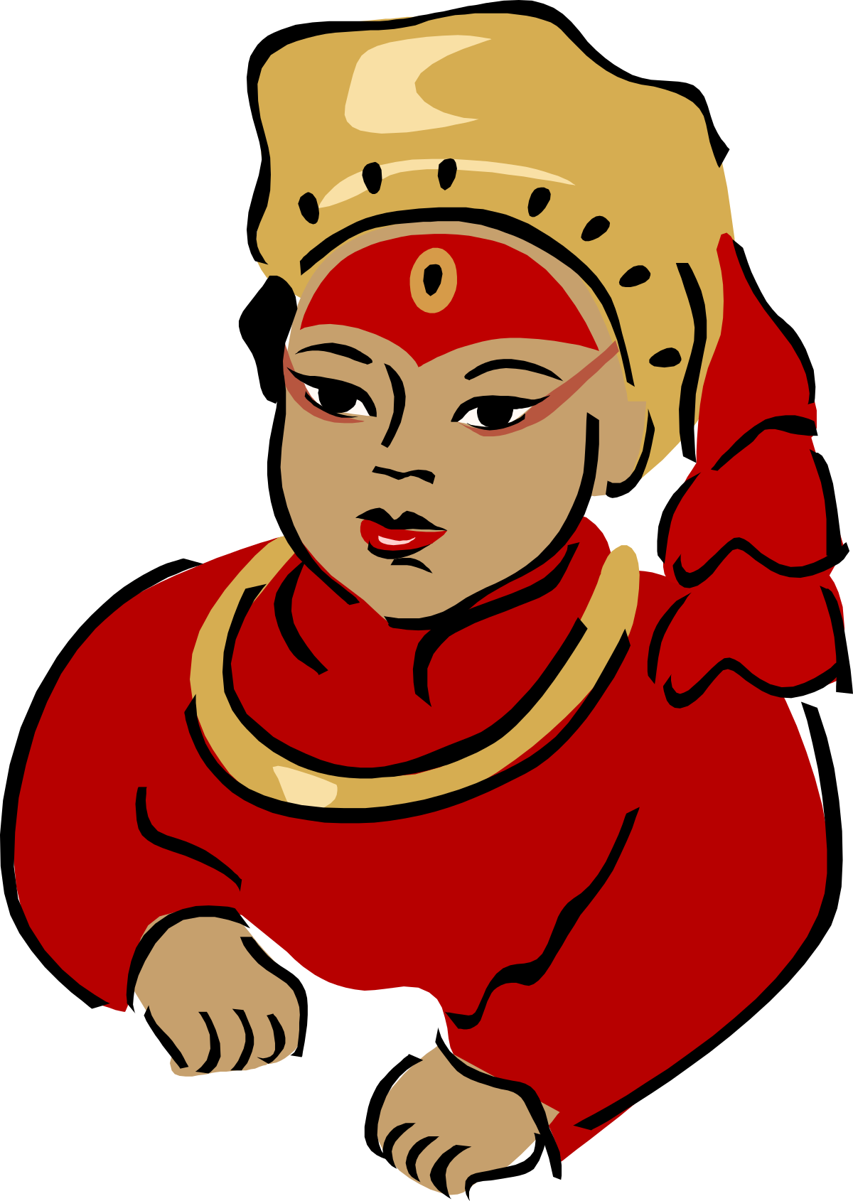 Cartoon Character in Striking Red and Yellow Costume Clipart