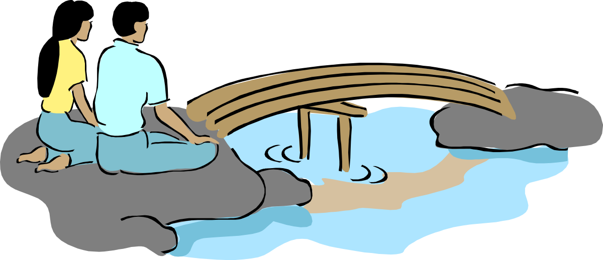 a man and woman sitting on a rock clip art png transparent Man and Woman Sitting on a Rock - Relaxing Clipart Scene