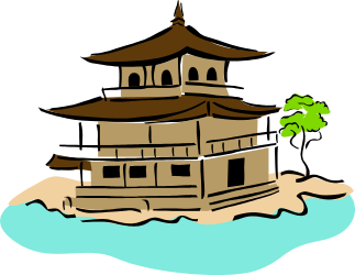 Pagoda Tower on Small Island Clipart