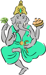 Elephant in a Green Dress Holding a Tray - Adorable Clipart