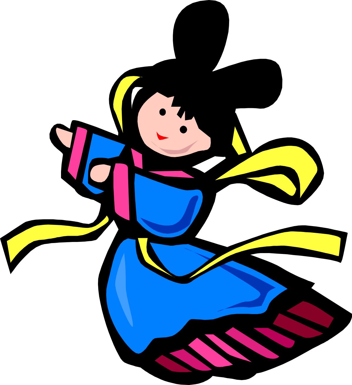 Cartoon Character with Yellow Ribbon Around Neck - Vibrant Clipart