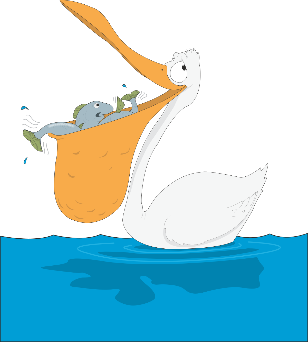 White Swan with Fish: Elegant Clipart for Nature Themes