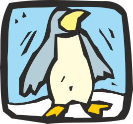 Penguin Standing in Front of Television Clipart