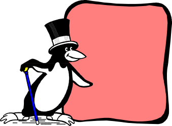 Penguin with Pencil on Pink Background Clipart
