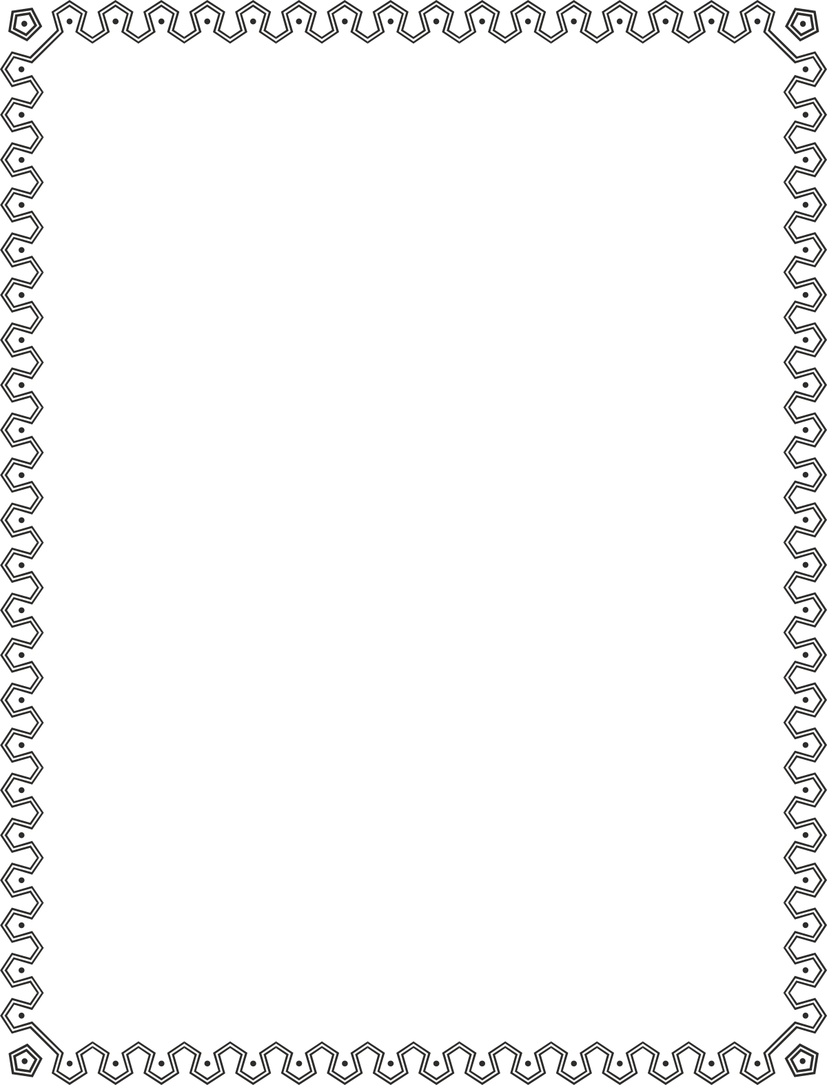 Borders and Frames Clipart: Black and White Pentagon Design