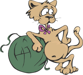 Cartoon Cat Playing with Ball - Fun and Whimsical Clipart
