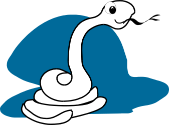 White Snake Clipart on Vibrant Blue Background