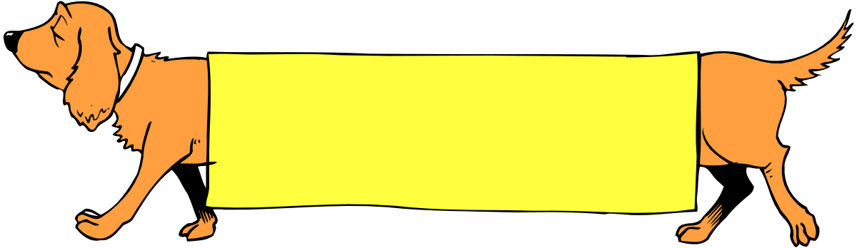 a dog with a yellow banner clip art png transparent Dog with Yellow Banner Clipart - Ideal for Creative Borders and Bars