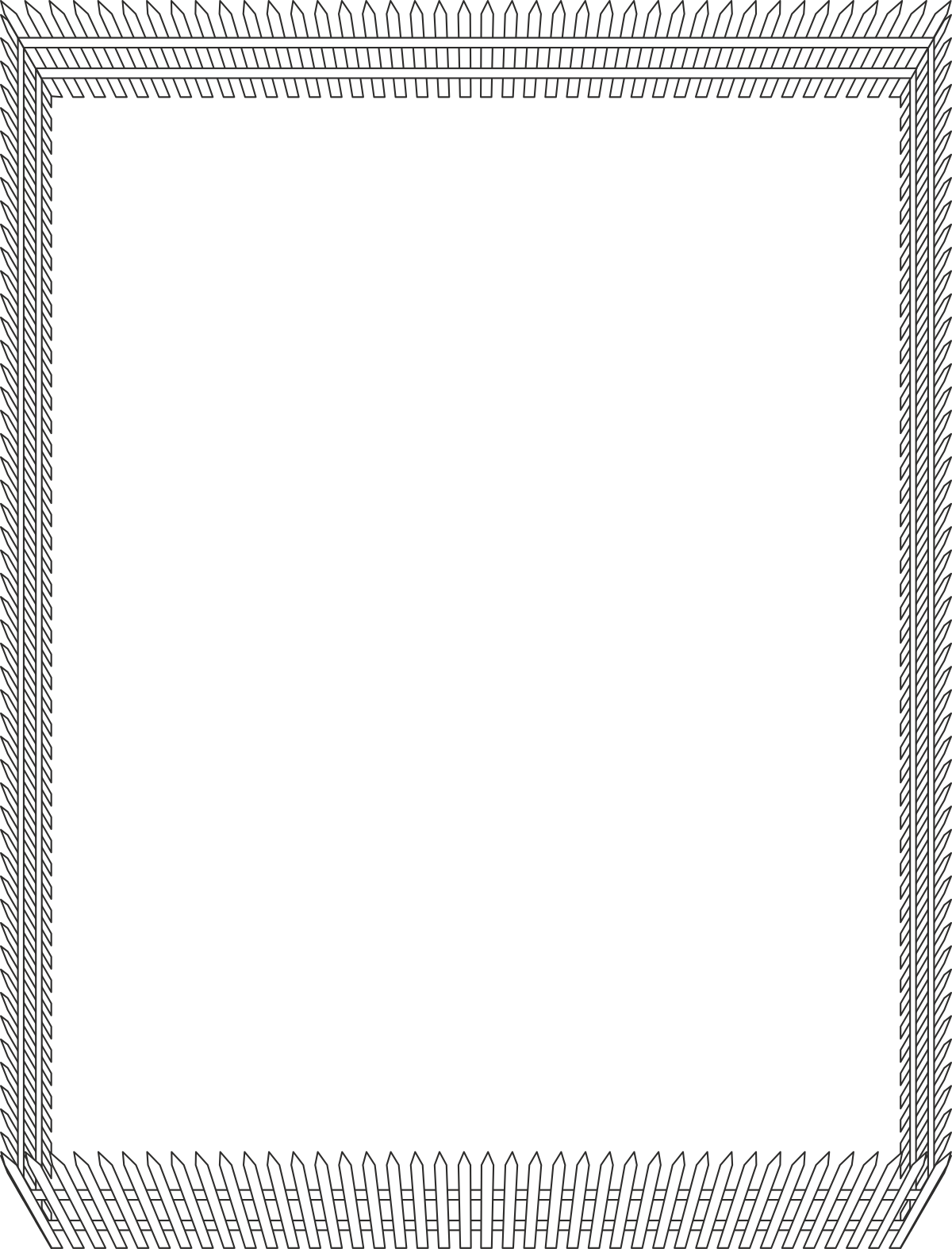 a black and white frame with a pattern clip art png transparent Elegant Black and White Borders and Frames with Picket Fence Pattern Clipart