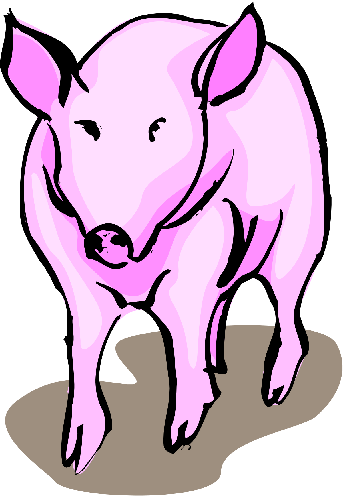 Pig on the Ground Clipart - Adorable Farm Animal Illustration