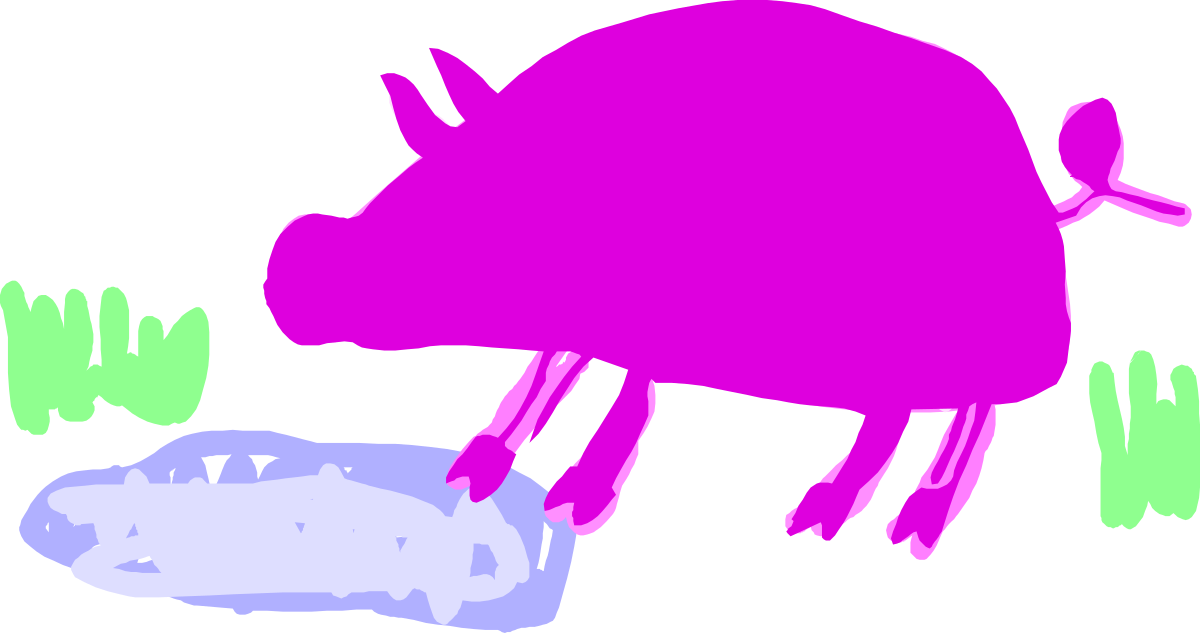 Pig Clipart: Two Playful Pigs Standing in Lush Green Grass